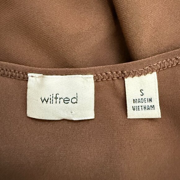Wilfred Aritzia Nuage Asymmetrical Midi Dress Women's Small Brown Flowy Neutral - Picture 15 of 16